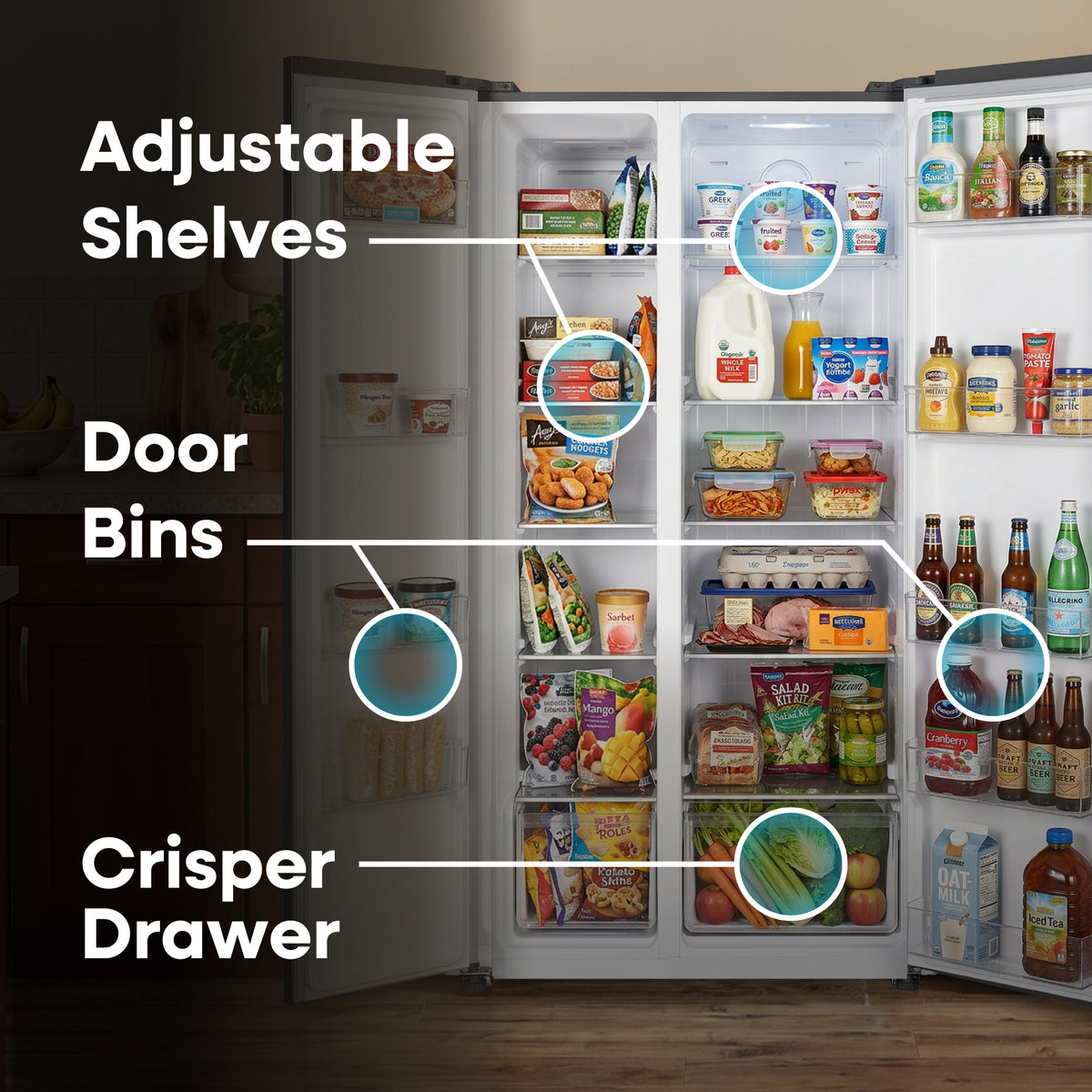 Element 21.4 cu. ft. Side-by-Side Refrigerator – Stainless Steel