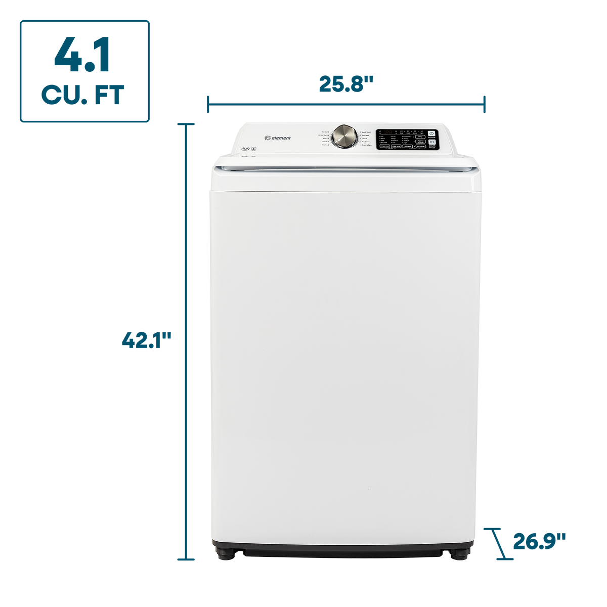 Element 4.1 cu. ft. Top Load Washer with Hose – White (EATW4125EW)