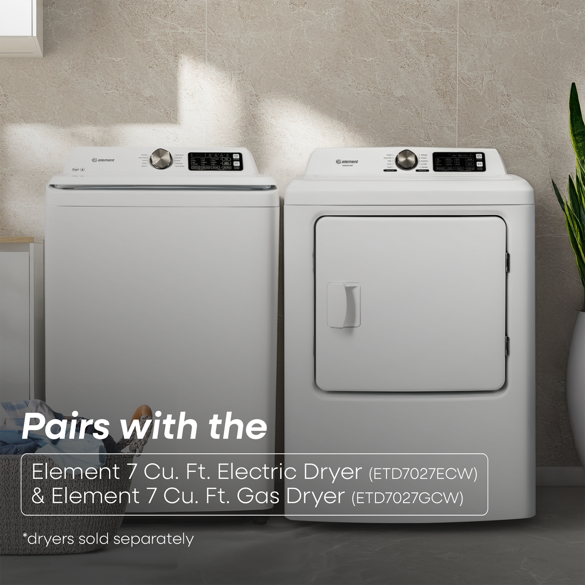 Element 4.1 cu. ft. Top Load Washer with Hose – White (EATW4125EW)