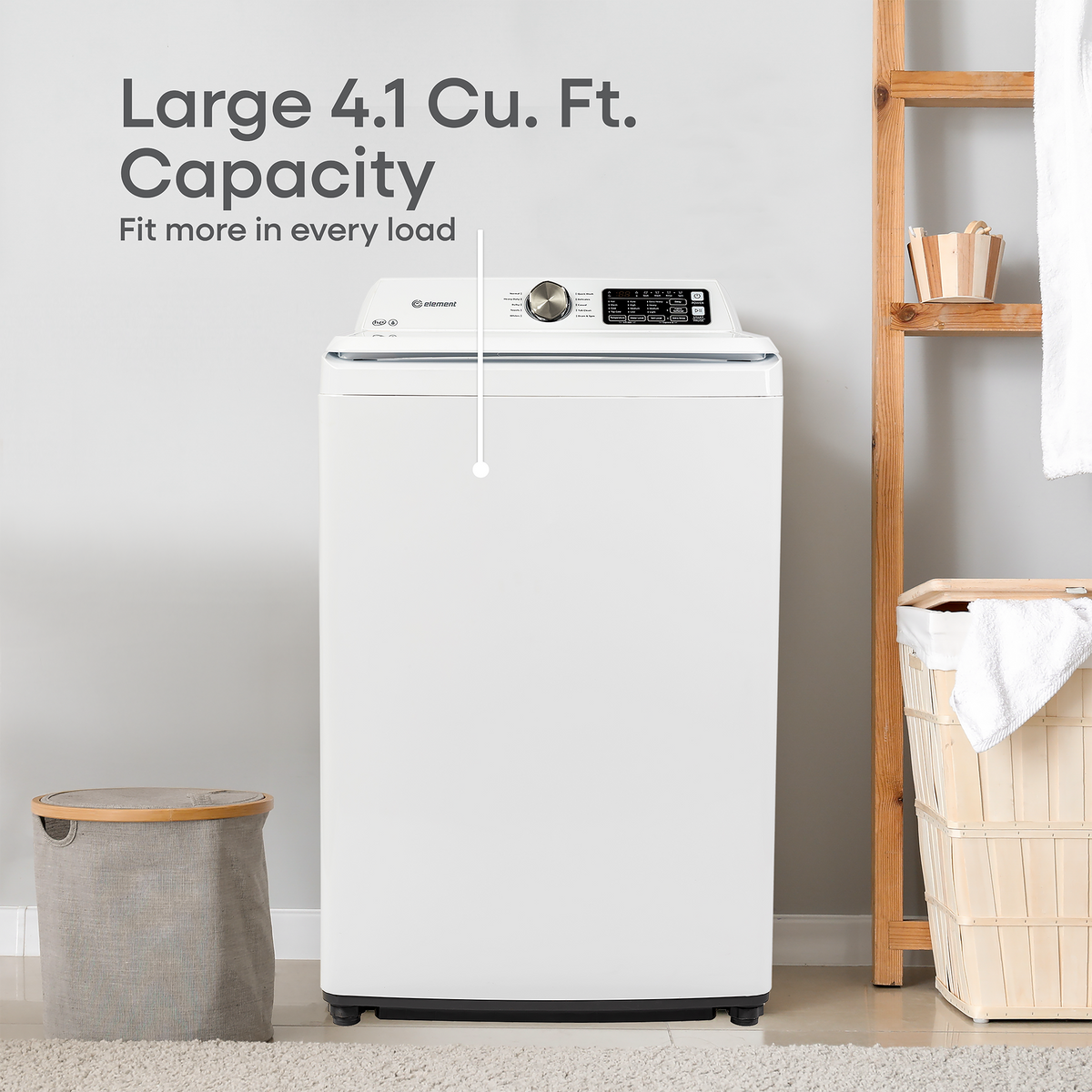 Element 4.1 cu. ft. Top Load Washer with Hose – White (EATW4125EW)